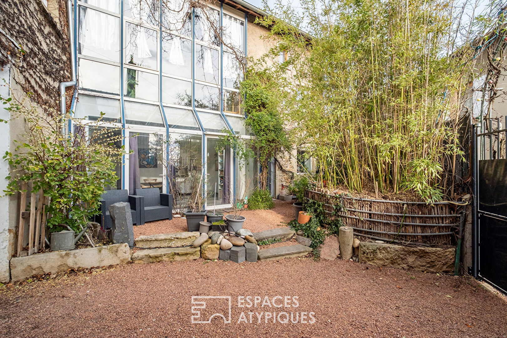 Old renovated farmhouse with interior courtyard