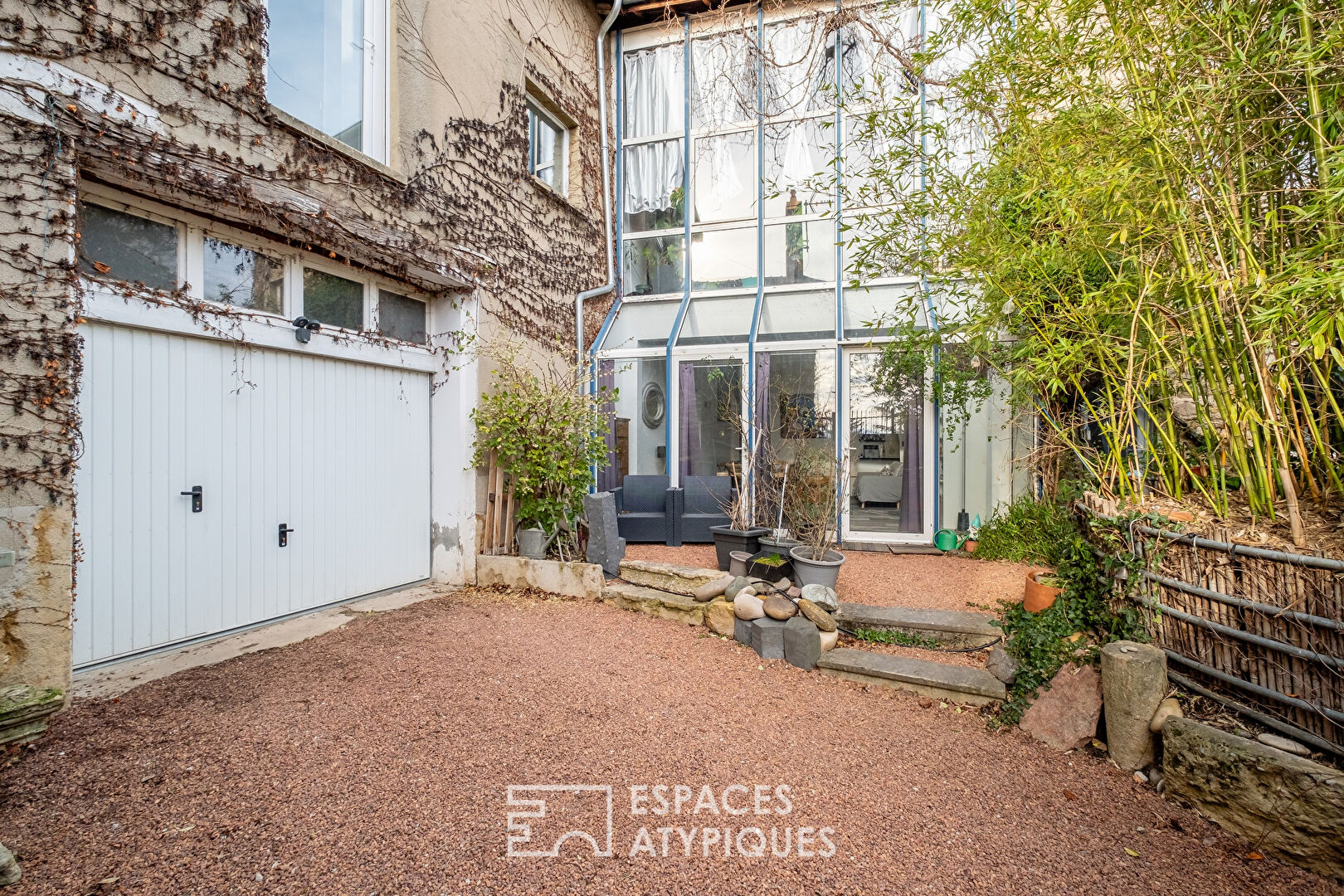 Old renovated farmhouse with interior courtyard