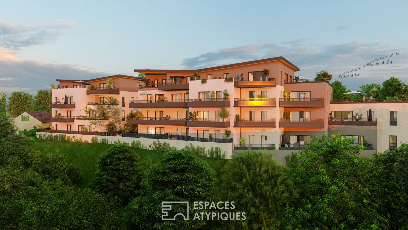 Toit-terrasse avec terrasses et vue à la limite de Caluire-et-Cuire