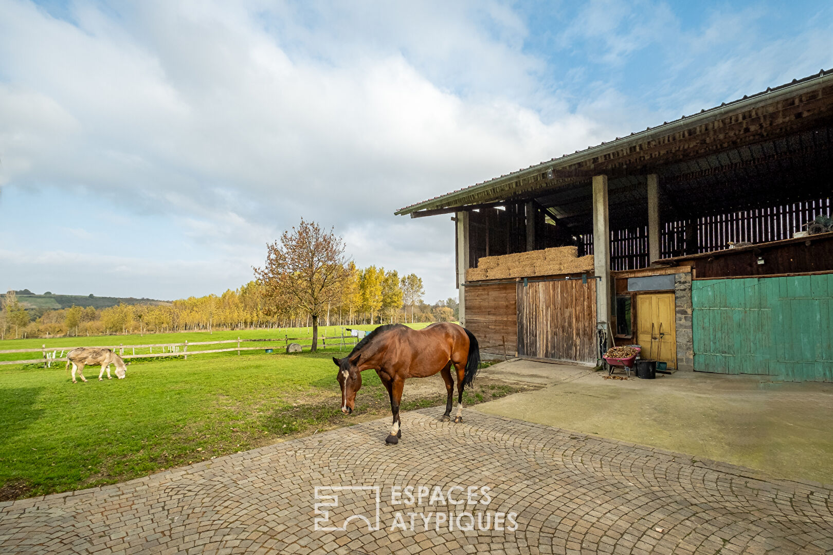 Corps de ferme avec installations équestres.