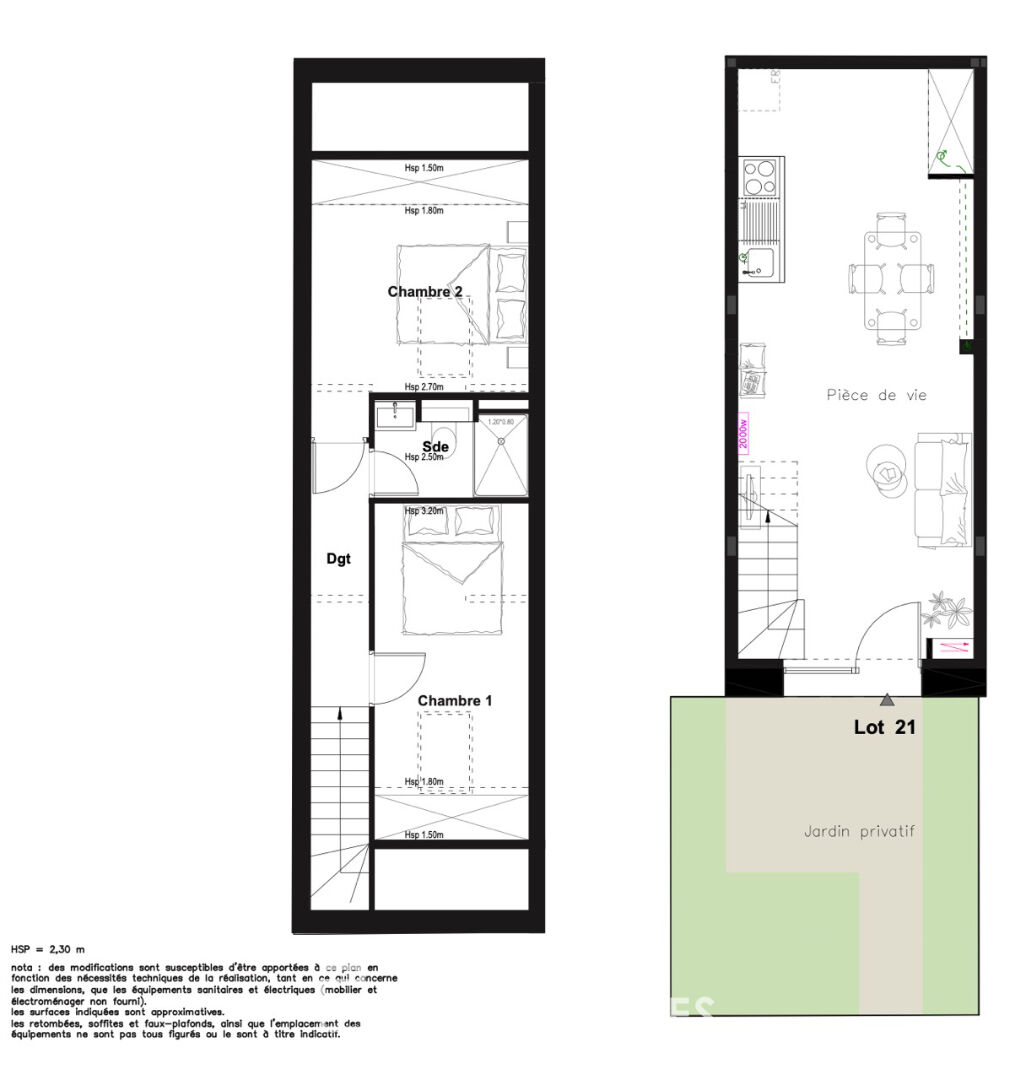 Appartement en duplex avec jardin