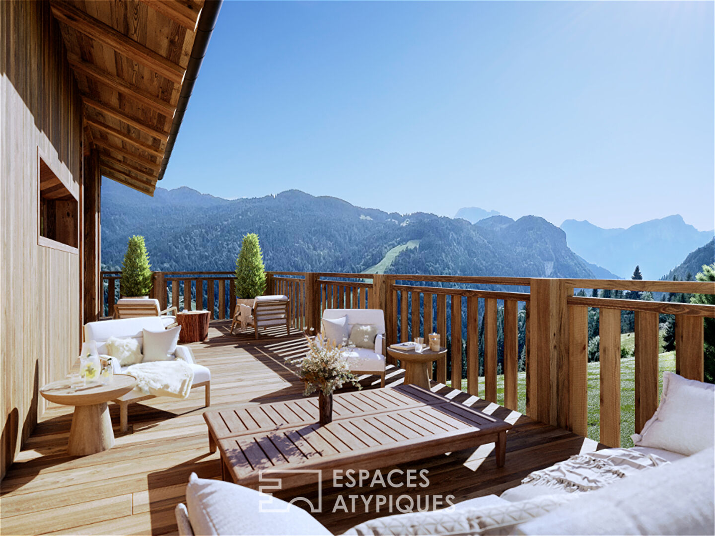 High-end chalet with panoramic view of the mountains