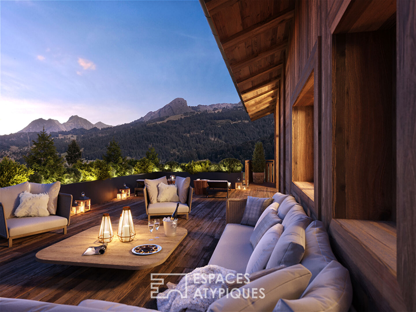 High-end chalet with panoramic view of the mountains