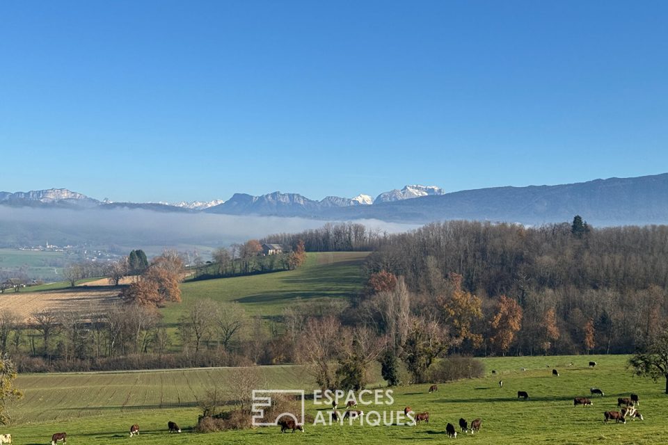 Maison contemporaine avec vue dégagée et piscine