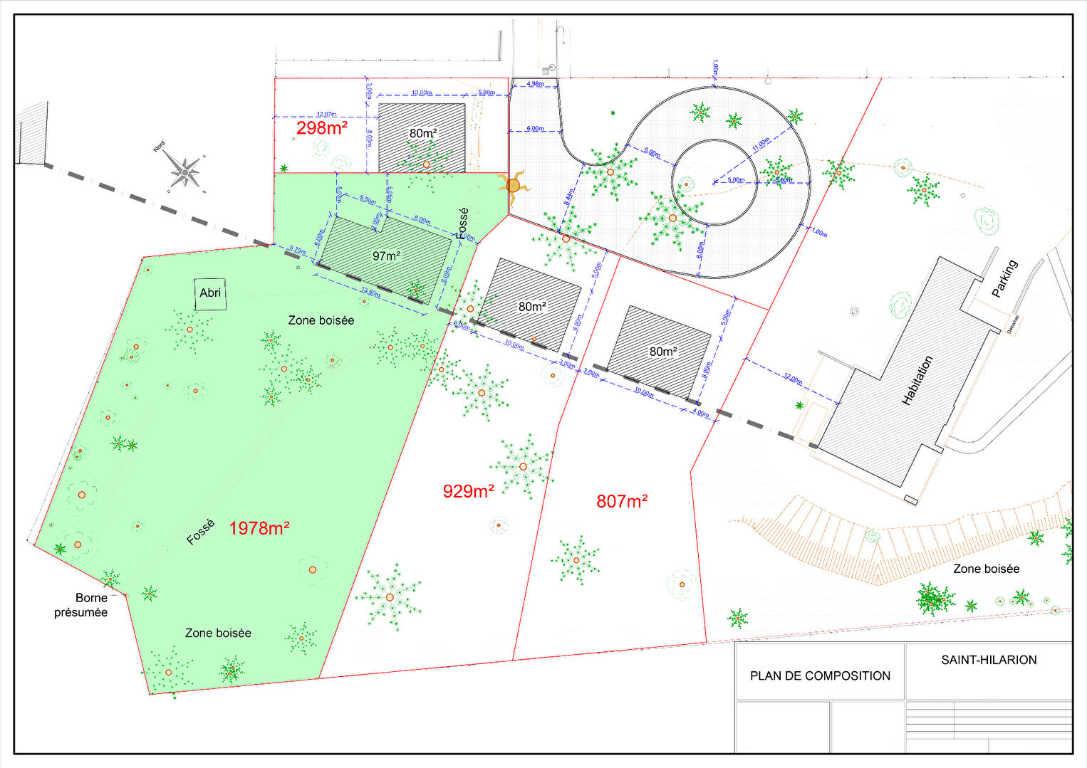 Terrain constructible viabilisé de 1978 m²