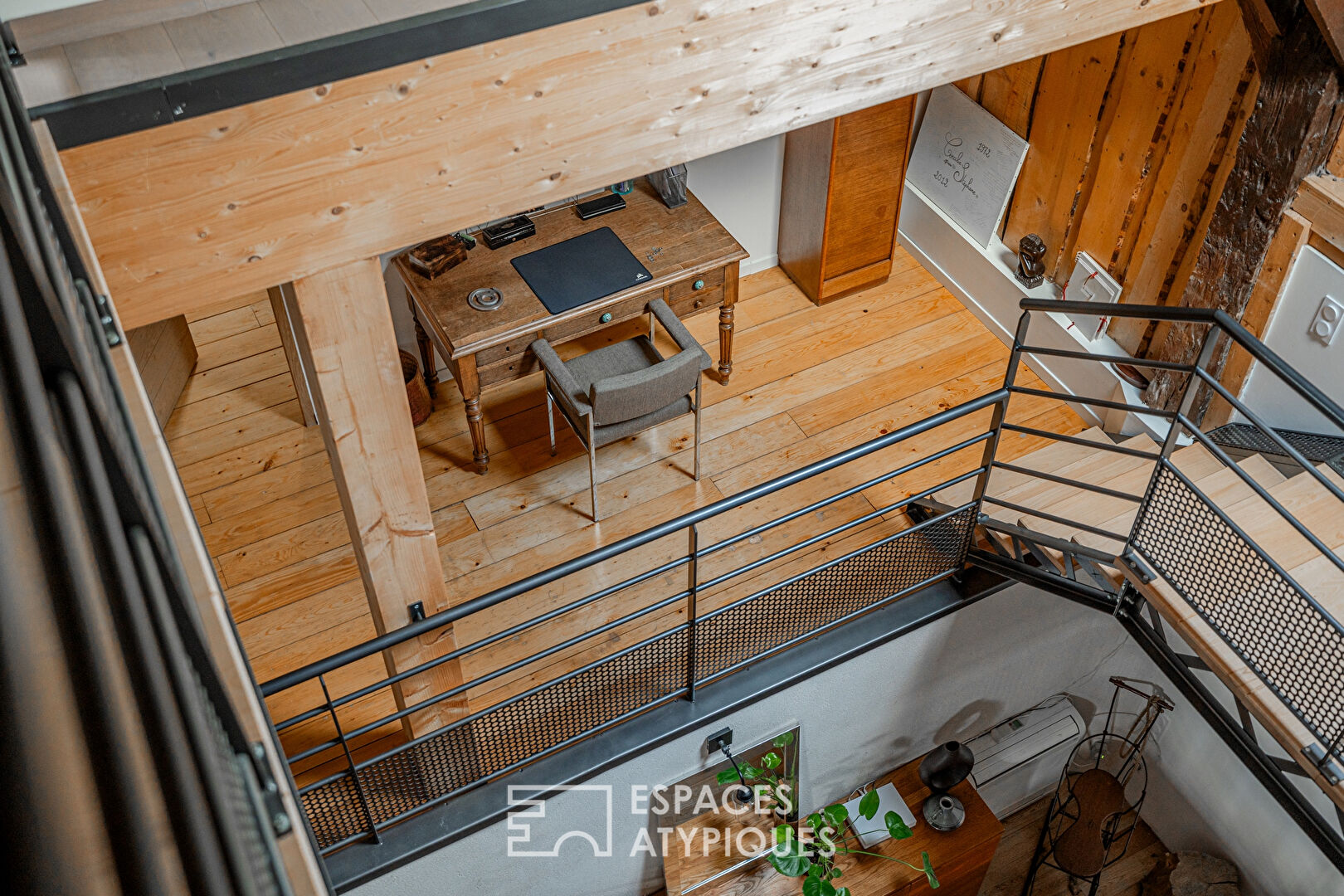 Old renovated barn with its indoor swimming pool