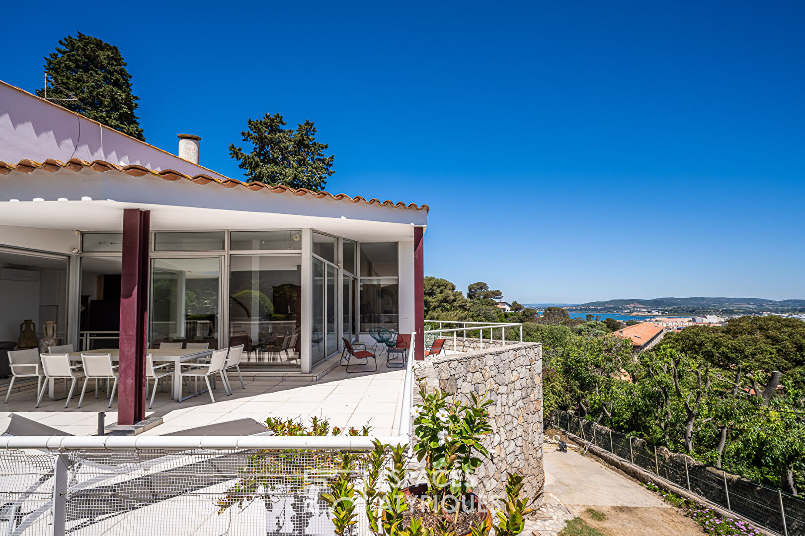 Open plan villa with sea and coastal views