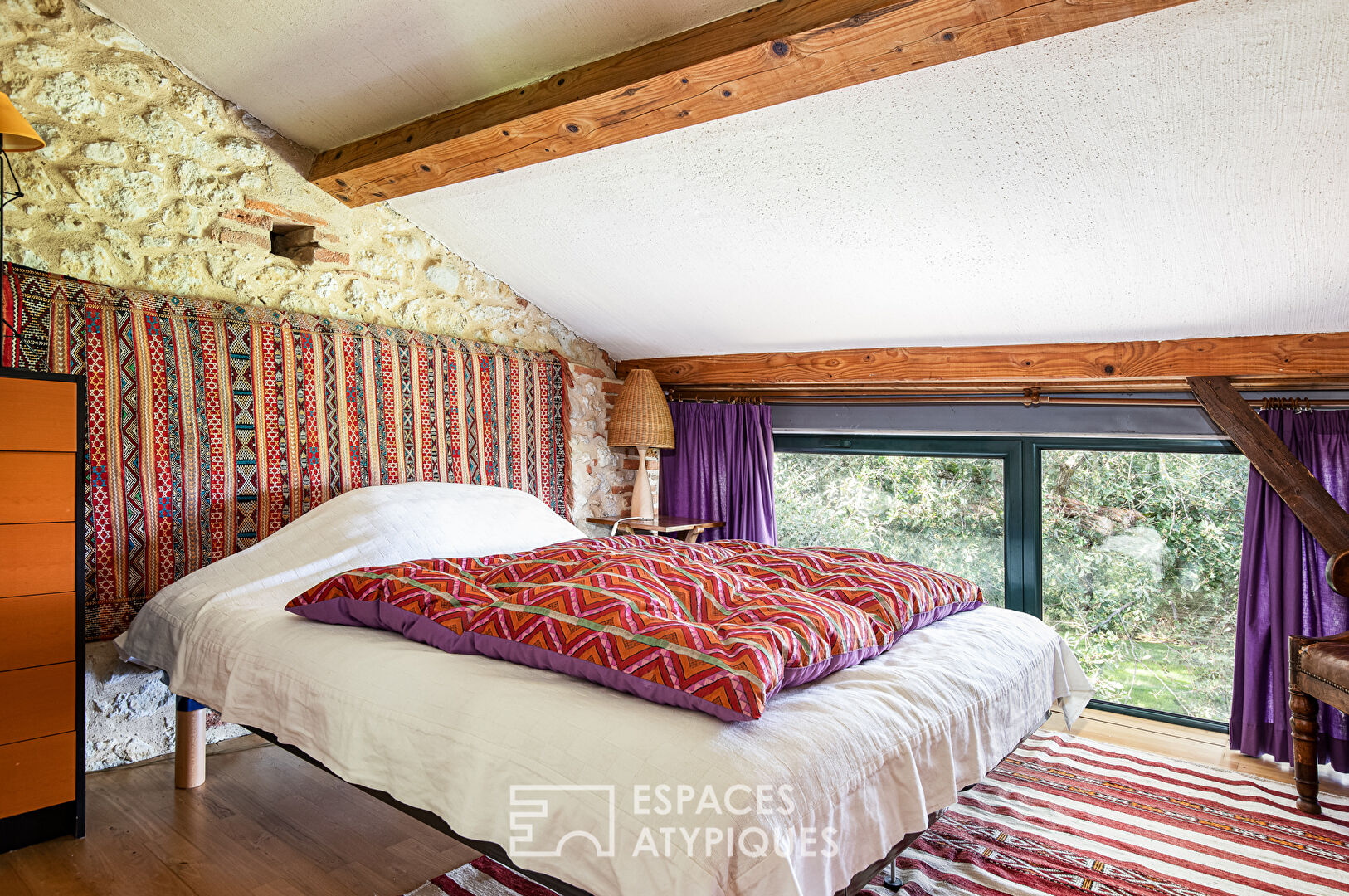 Old half-timbered farmhouse with swimming pool.