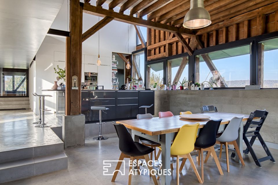 Maison d'architecte avec piscine et vue panoramique sur la Seine