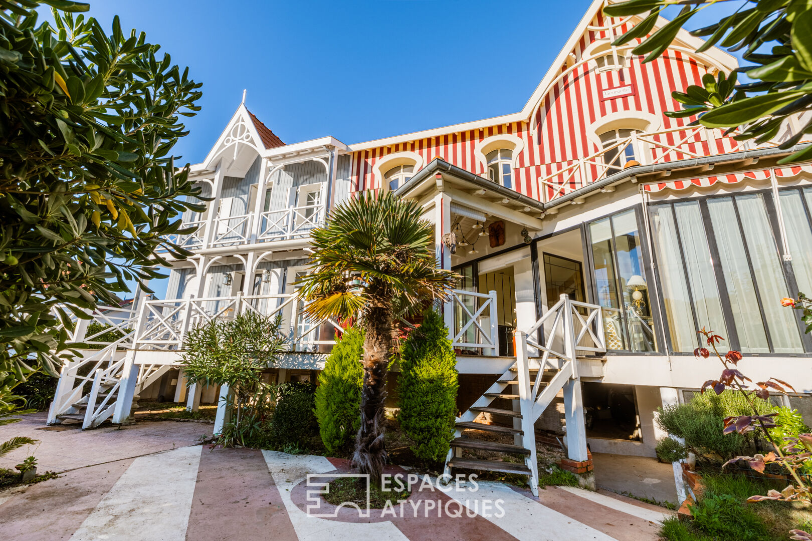 Seaside houses on stilts facing the sea