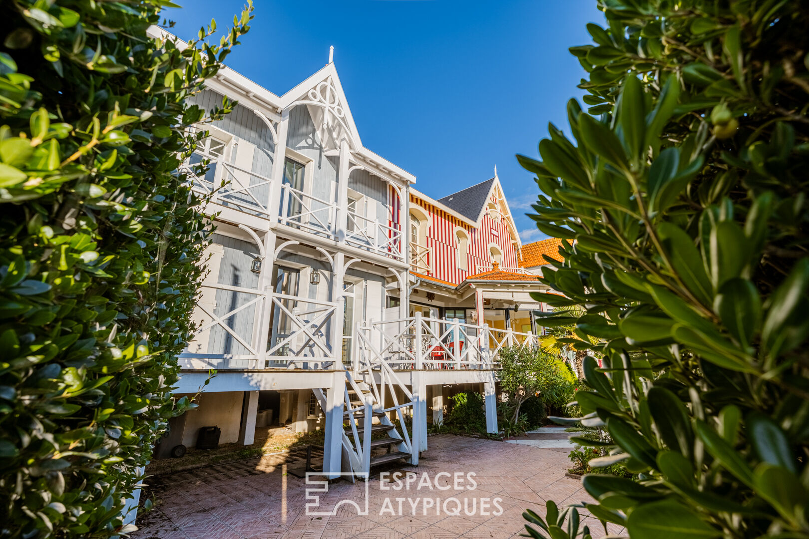 Seaside houses on stilts facing the sea