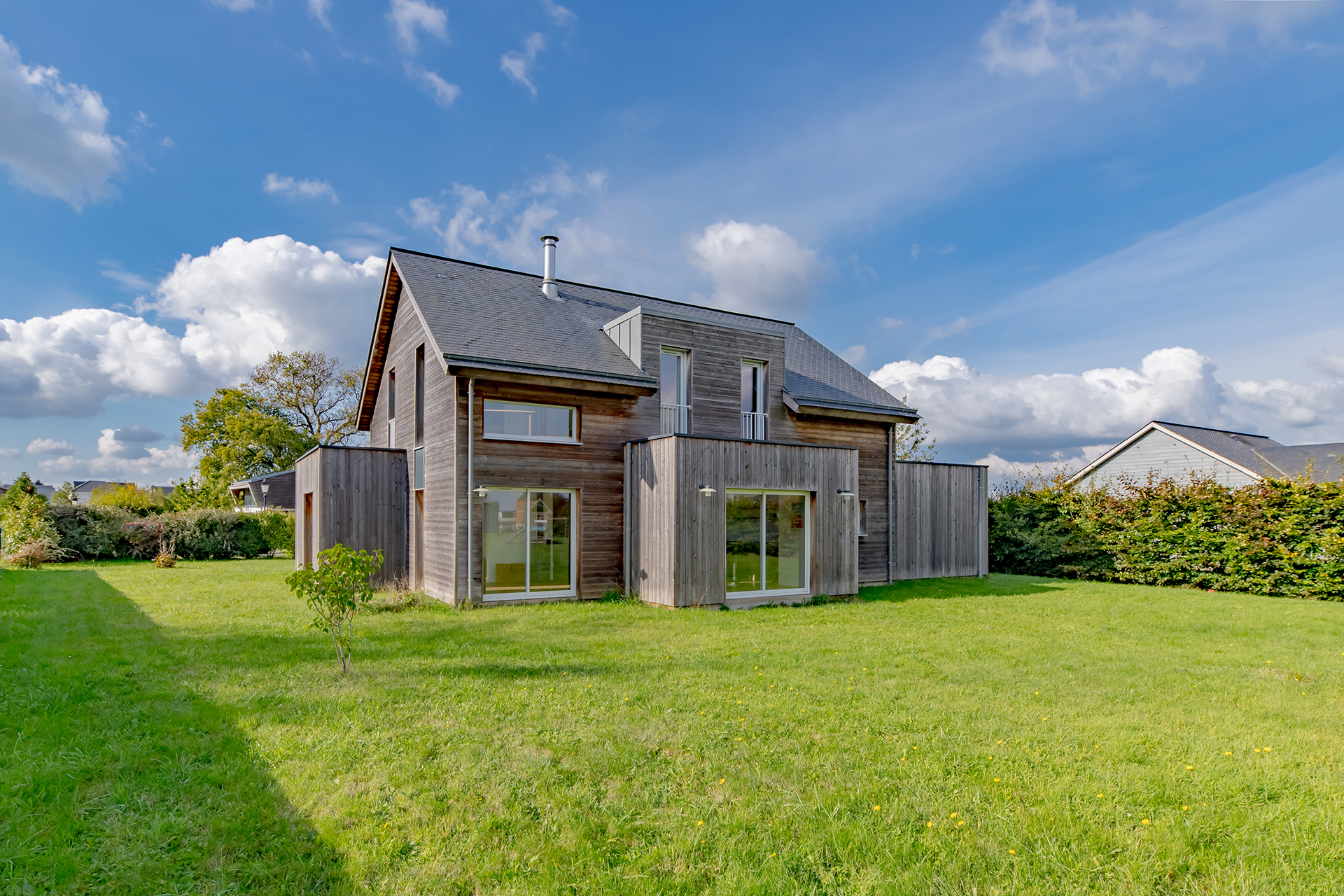 Maison contemporaine à ossature bois.