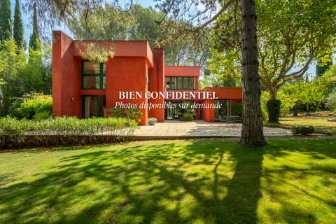 Modernist house with park and swimming pool