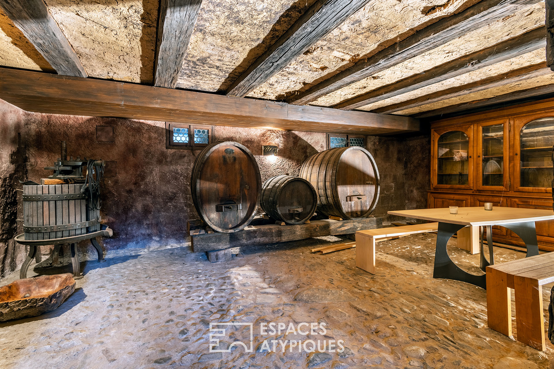 Former 17th century abbey and its fireplace Jacques Couëlle