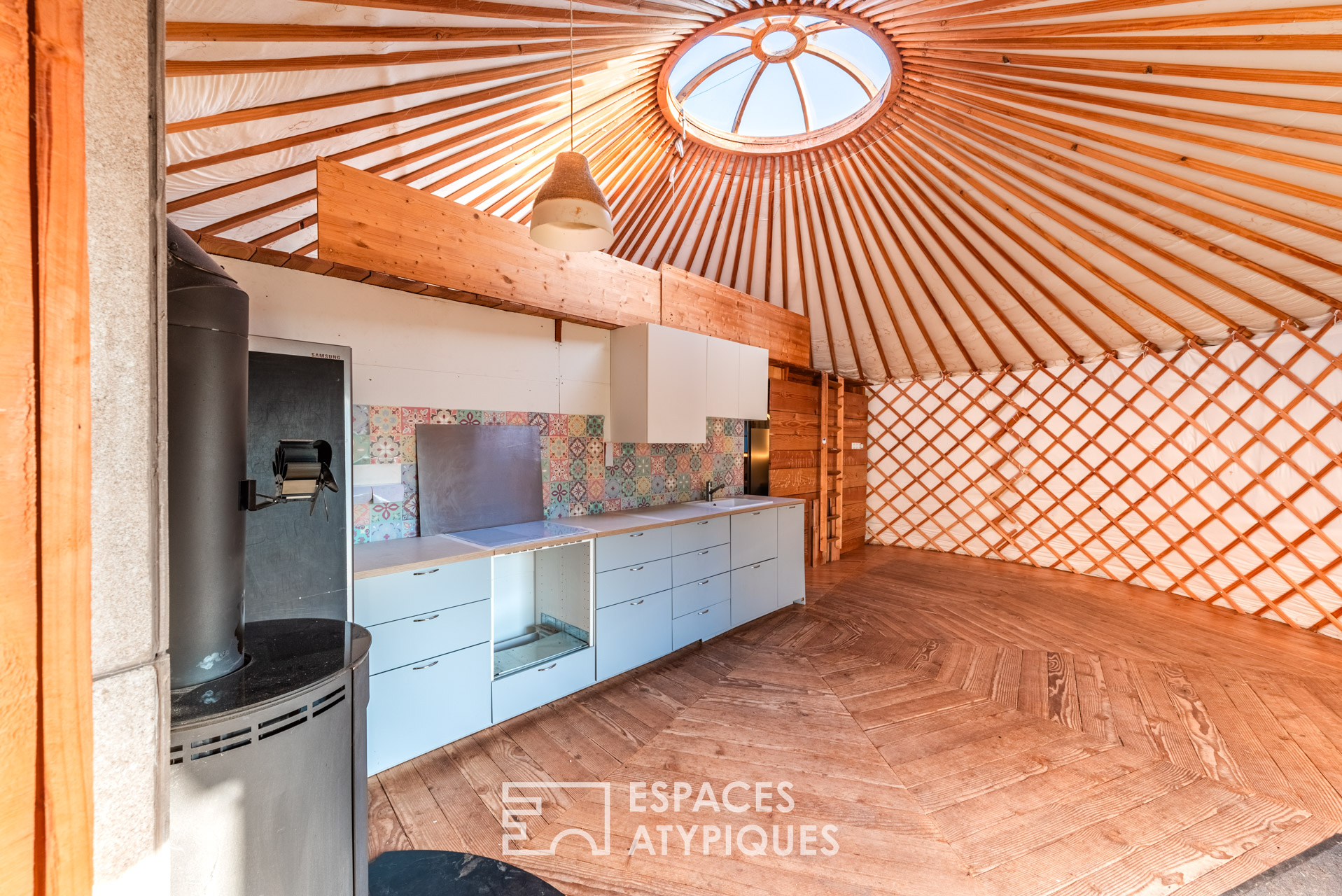 Chalet and yurts at the foot of the Vosges mountains