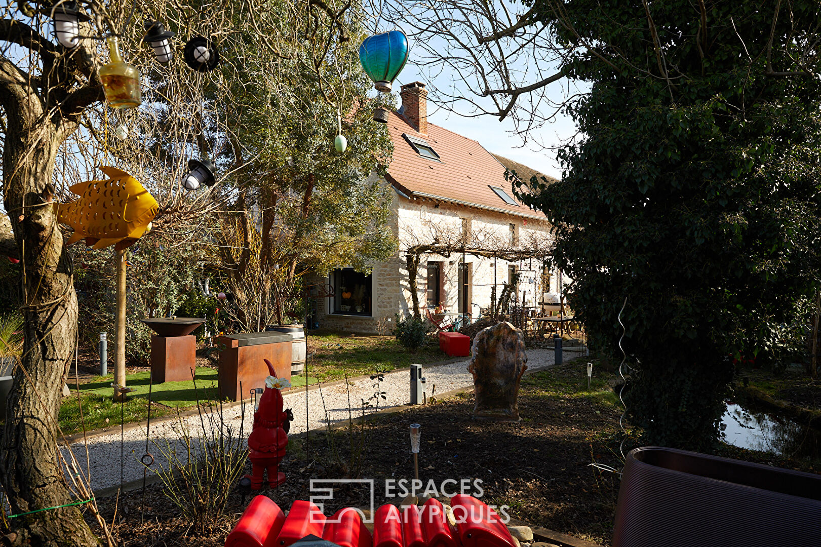 Old renovated horticultural house with swimming pool and outbuildings