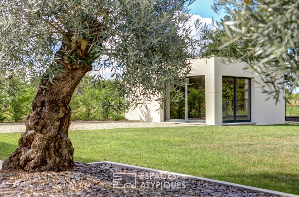 Maison contemporaine de plain-pied avec jardin