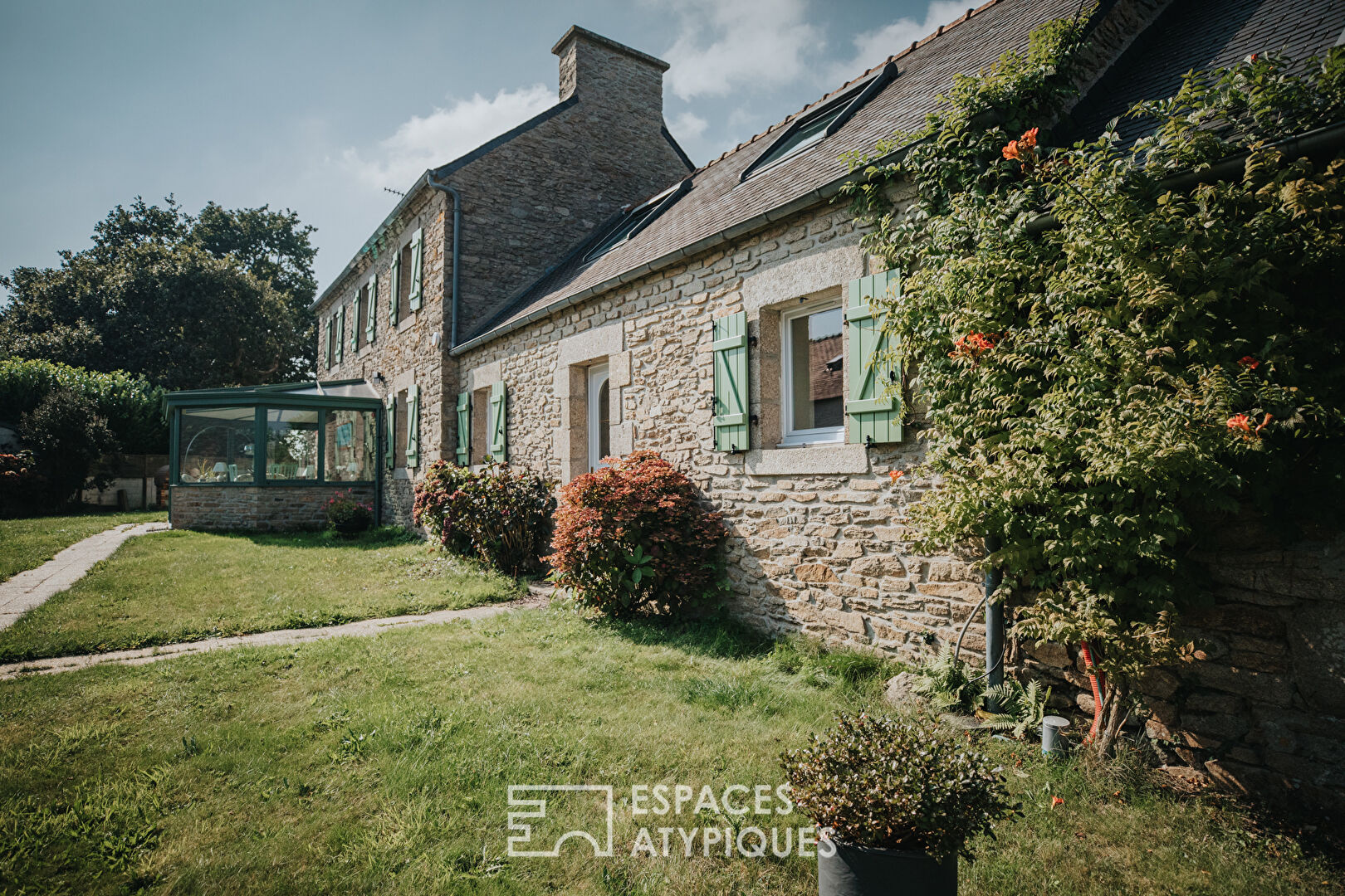 stone country house and its garden