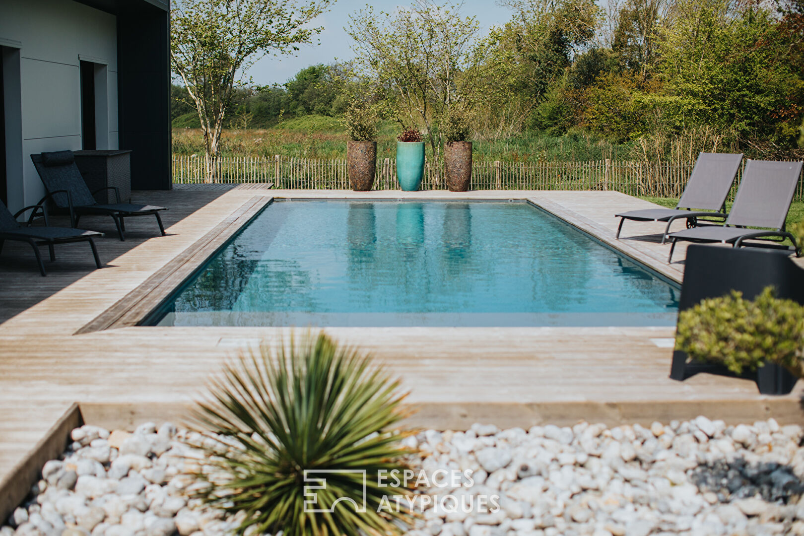 Contemporary family with swimming pool