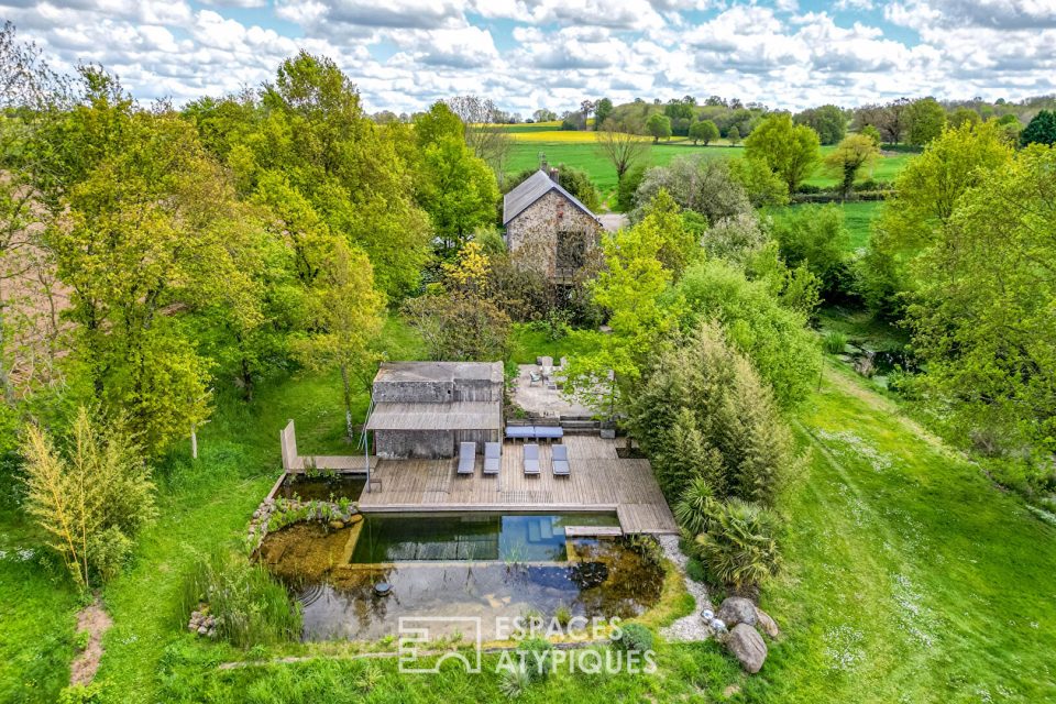 Authentique propriété avec piscine naturelle et lodge au coeur de la campagne