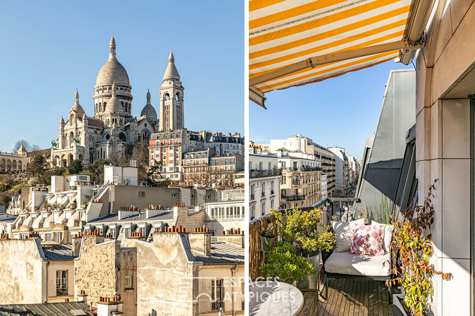 Étage élevé avec terrasse et vue Sacré Coeur à Montmartre