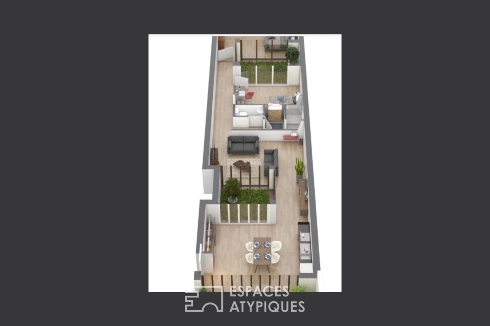Appartement-loft contemporain avec jardin et patios