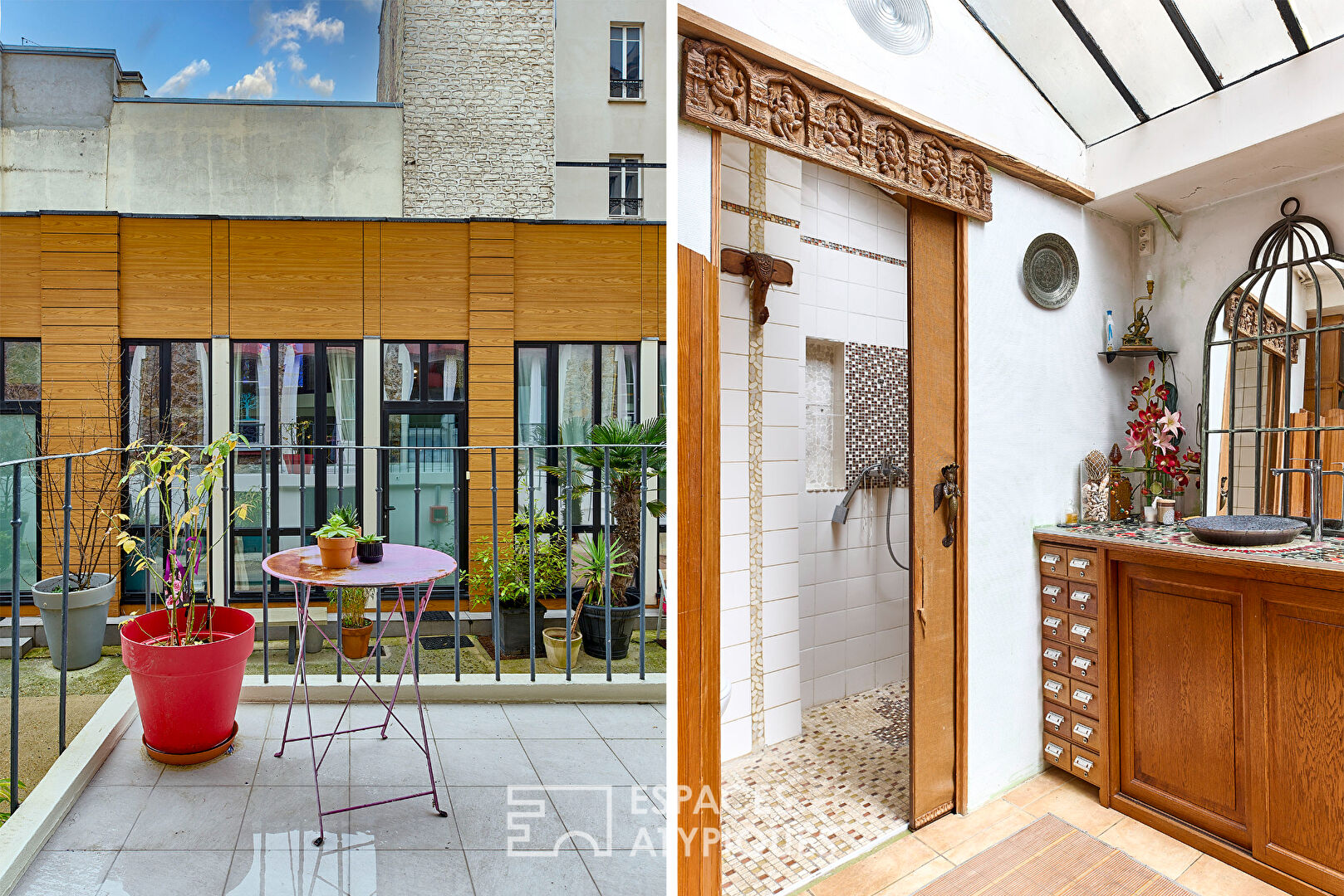 Former loft-style yoga room with balcony