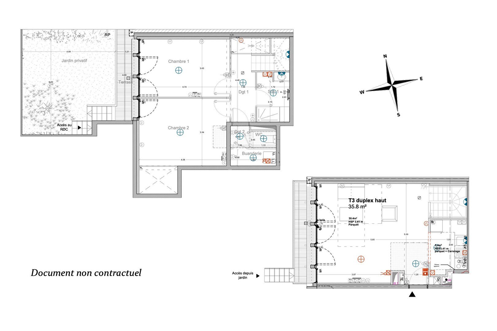 Duplex avec balcon, terrasse et jardin proche Halle Pajol