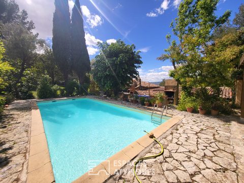 Maison en pierre pleine nature avec piscine