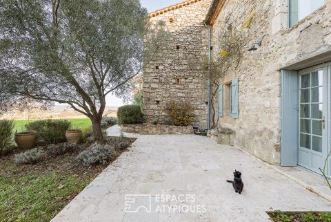 Character house with swimming pool and open view