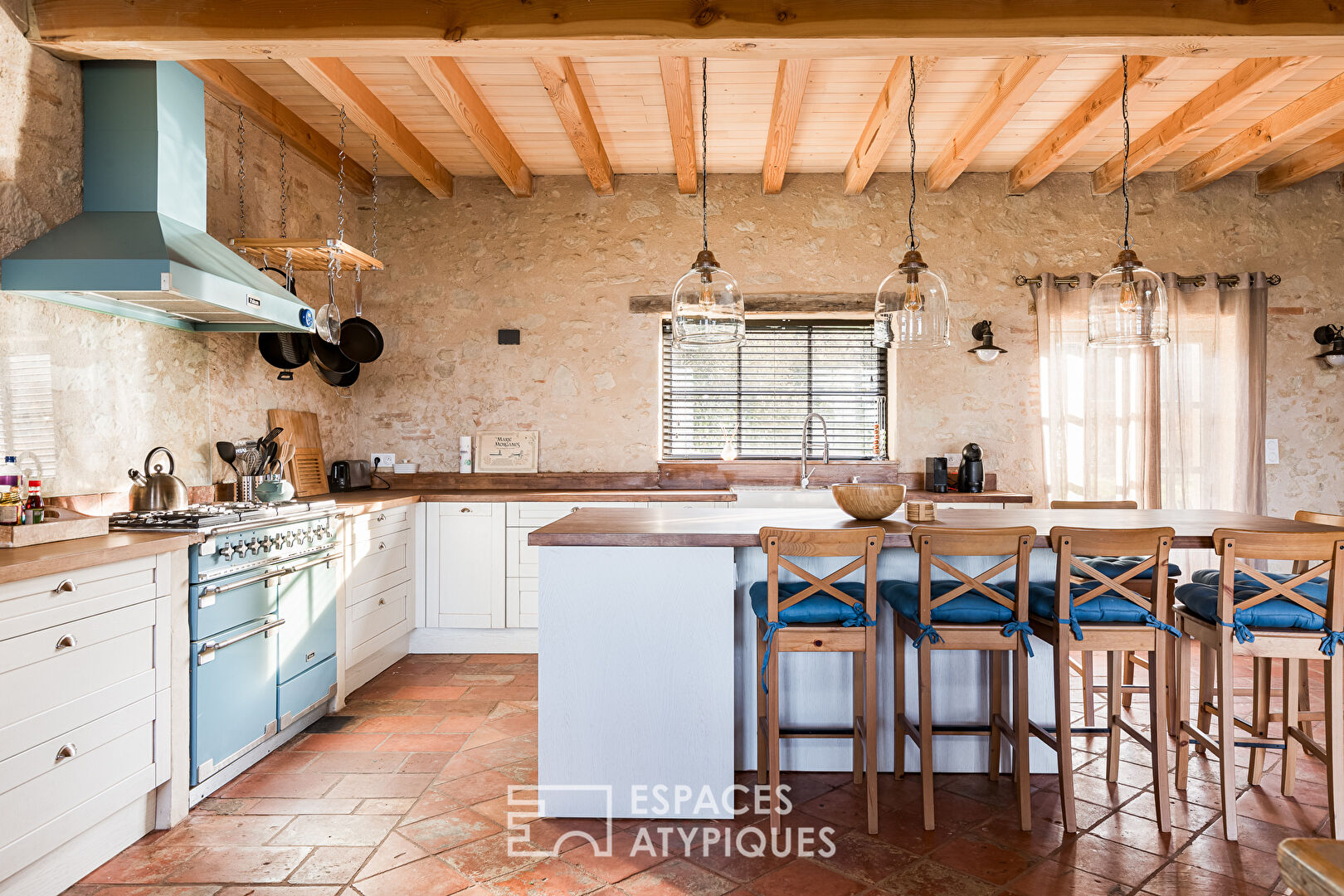 Character house with swimming pool and open view