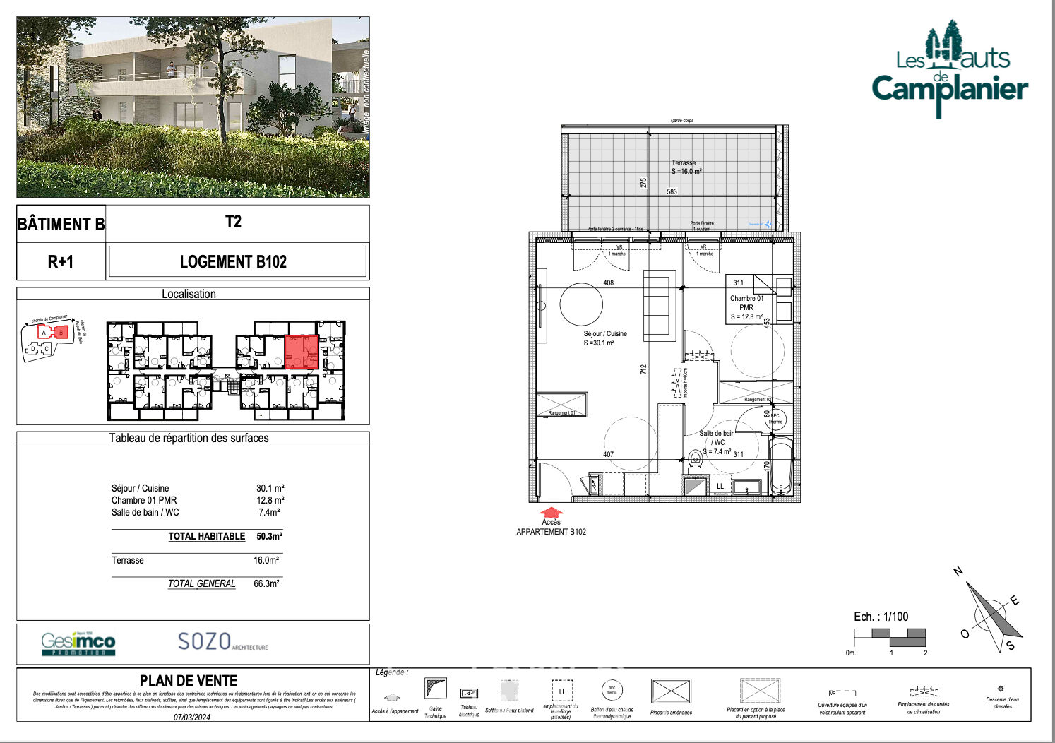 P2 apartment with terrace, garages and elevator Camplanier district