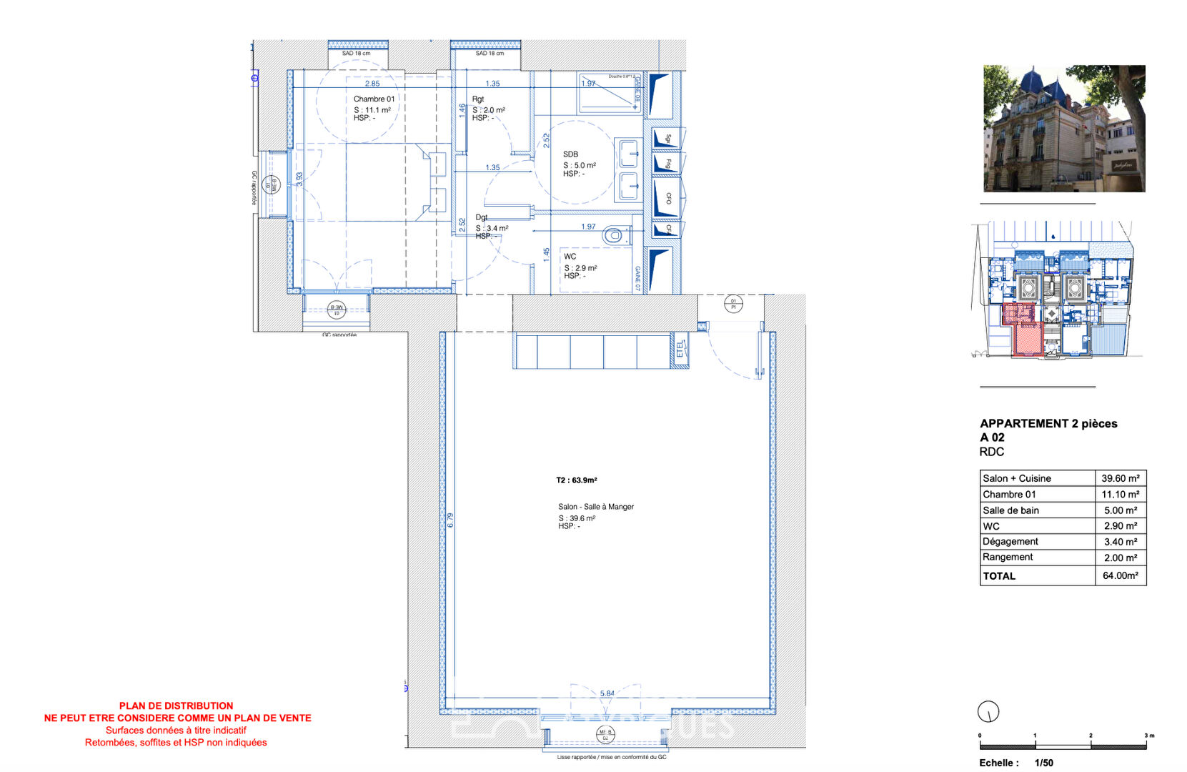 Appartement T2 au sein d’une maison de maitre