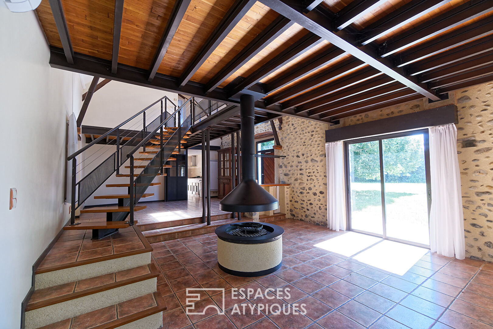 18th century stone house with views of the Pyrenees