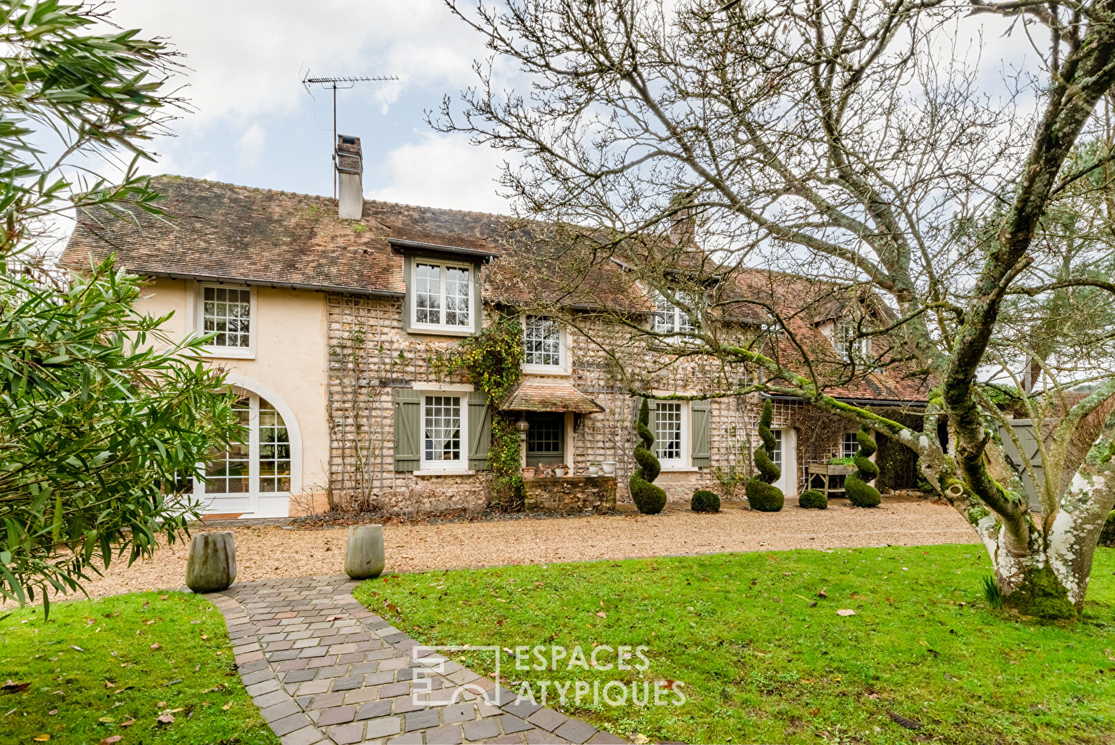 Old 19th century farmhouse renovated, outbuildings and pool house