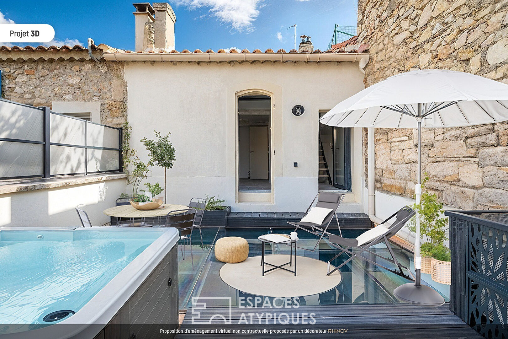 Village house with glass terrace