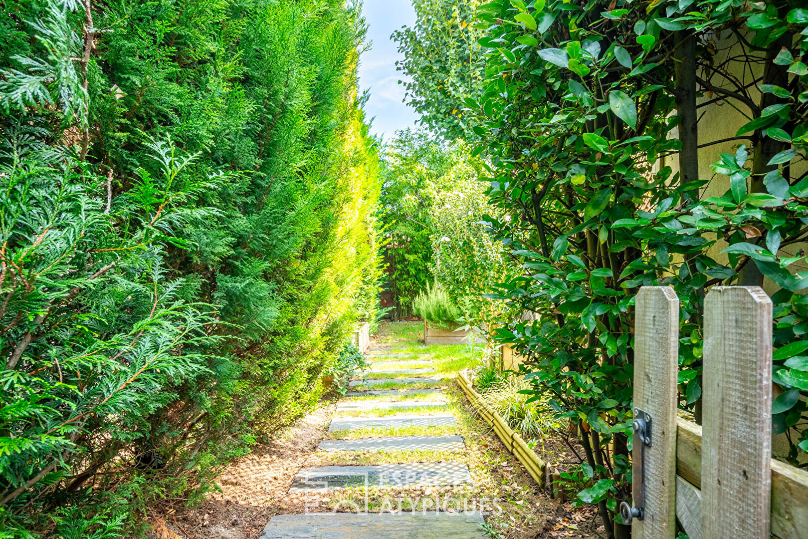 Character house with wooded garden