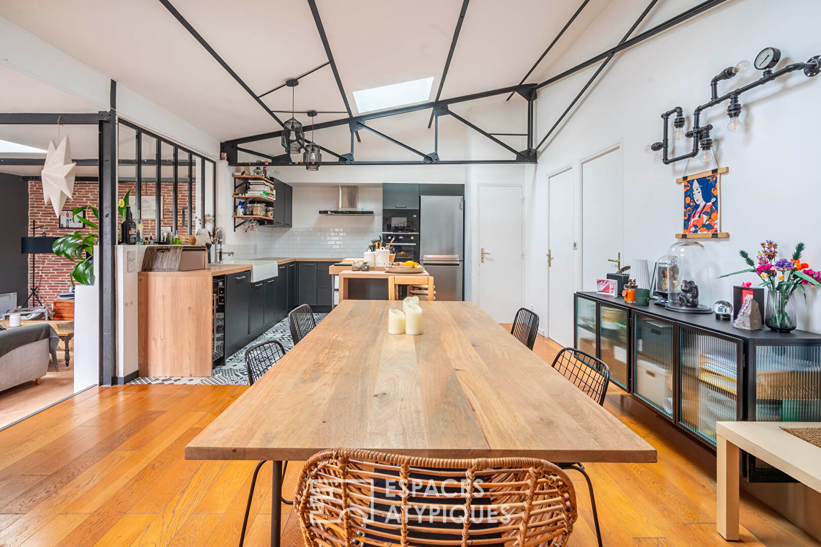 Loft with balcony in a renovated old factory.