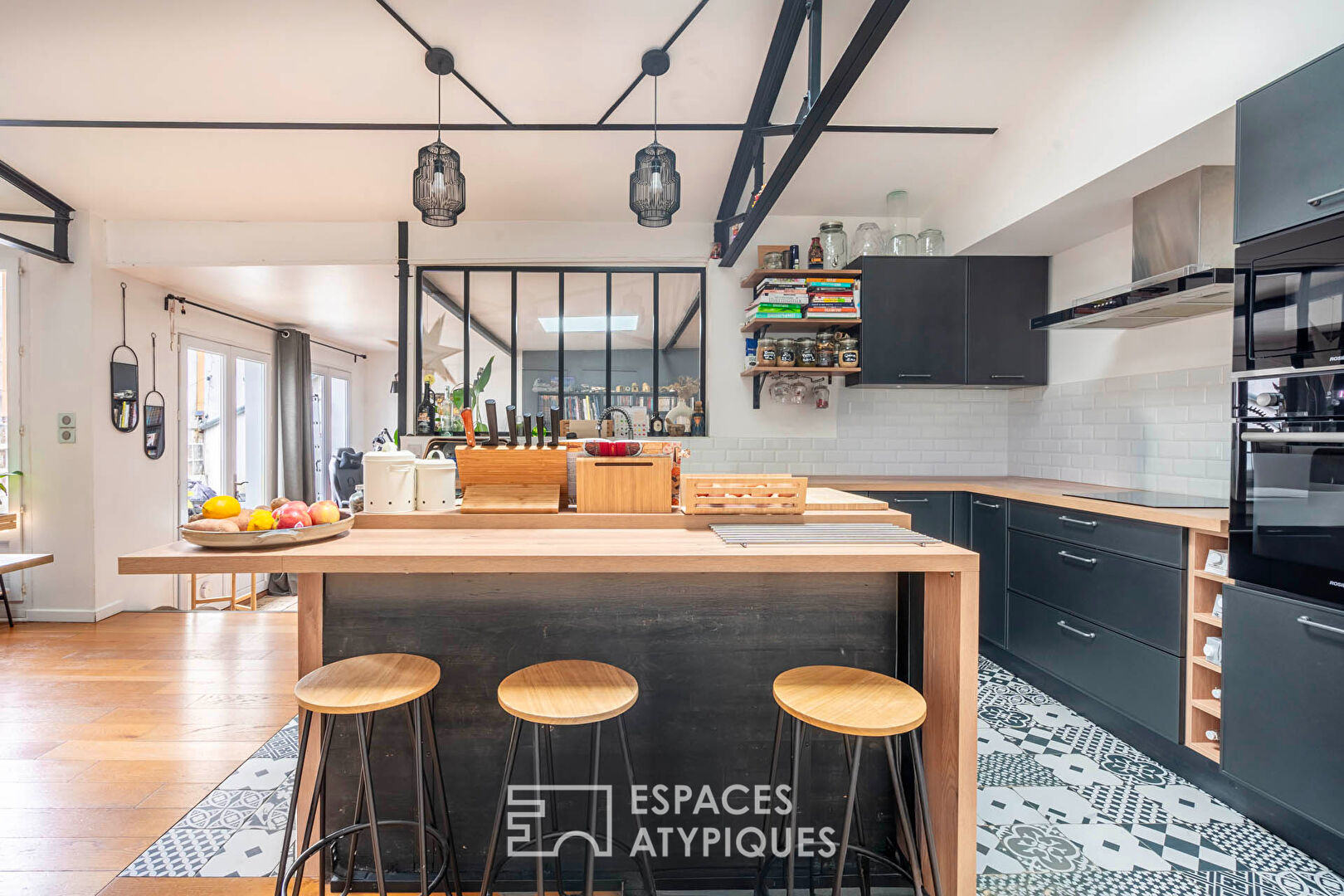 Loft with balcony in a renovated old factory.