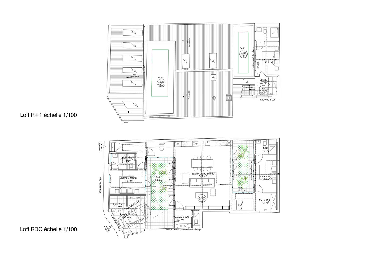 Loft à repenser avec permis de construire