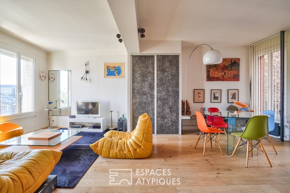 Appartement traversant avec vues sur la Seine et la tour Eiffel