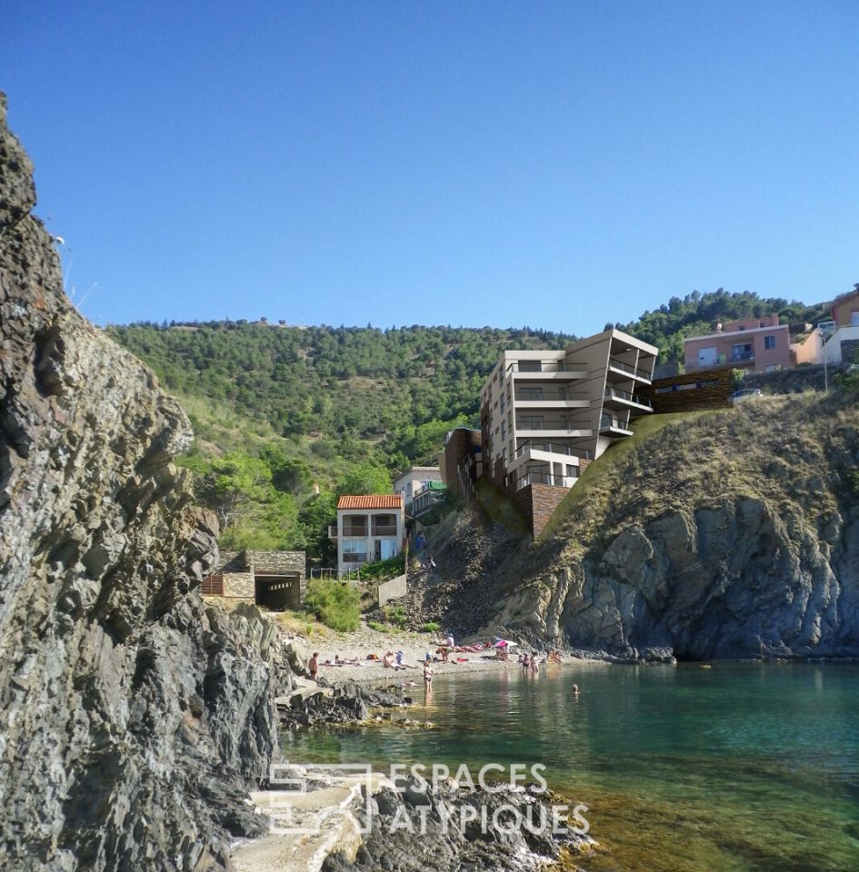 Studio à flanc de roche avec sublime vue mer