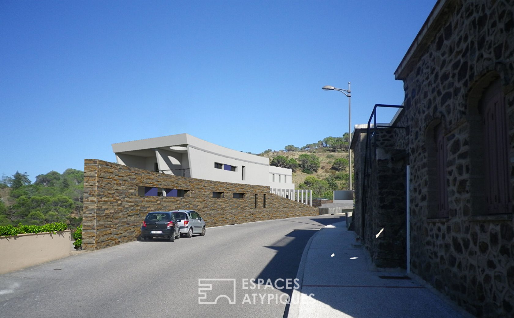 Studio à flanc de roche avec sublime vue mer