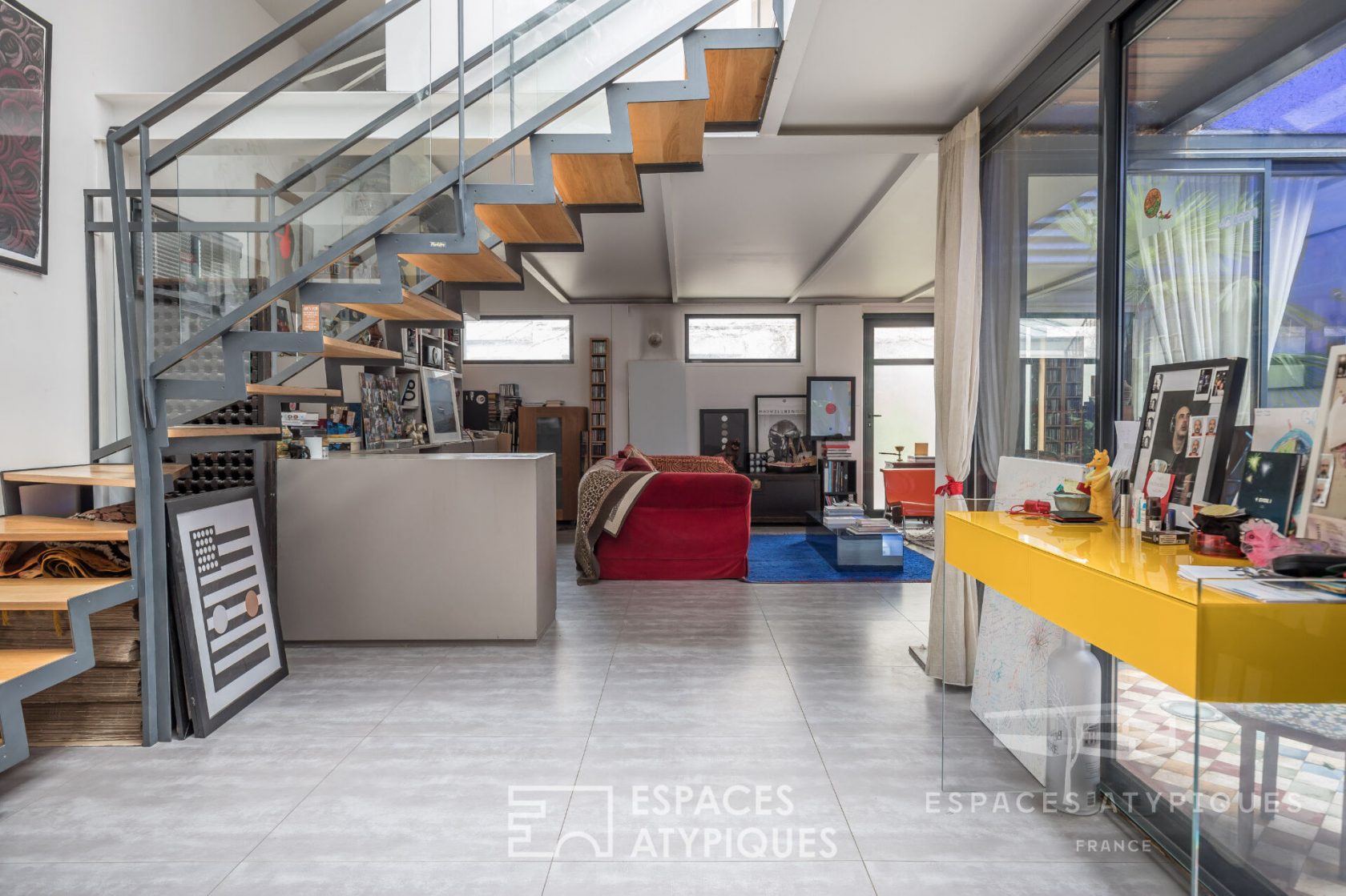 Industrial house loft with patio