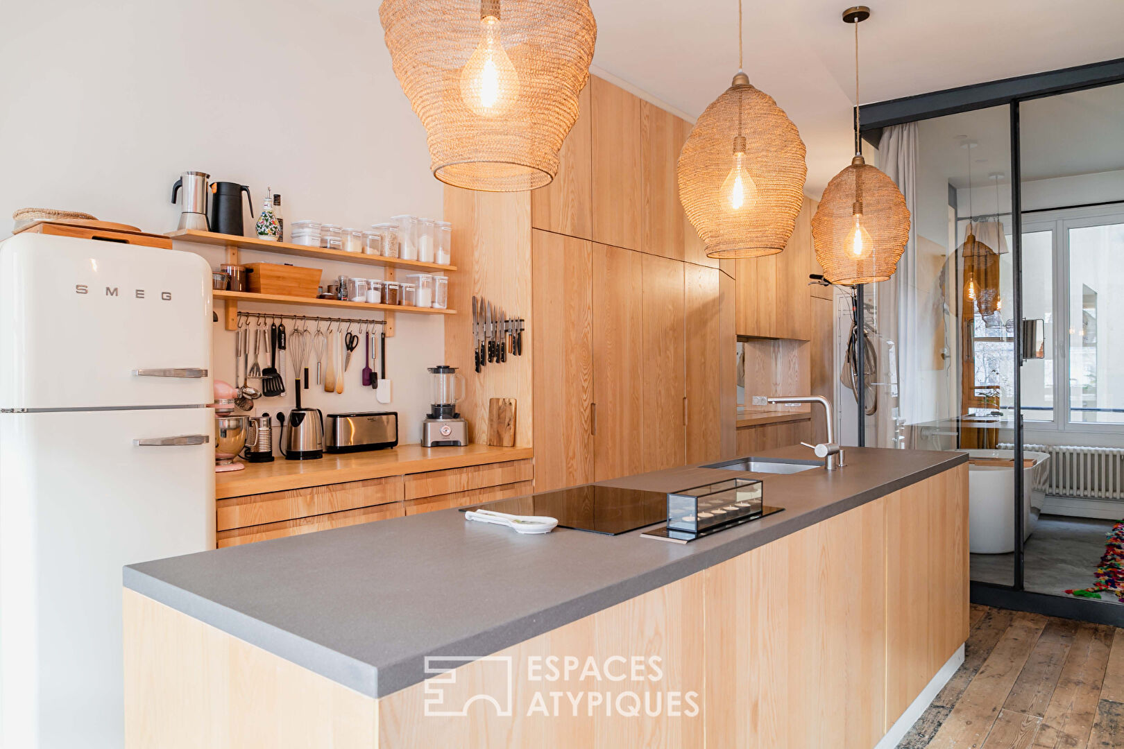 Loft renovated in old theater boxes