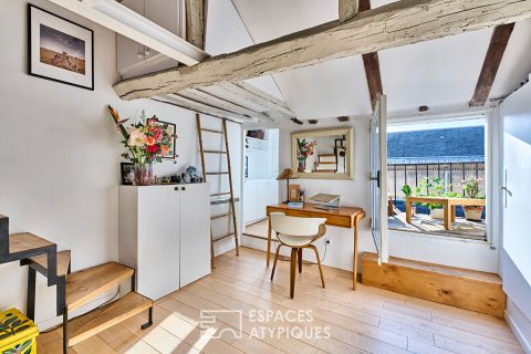 Appartement avec terrasse dans le Marais en dernier étage